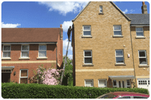after1 Before and after gutter repair results shown on a residential home